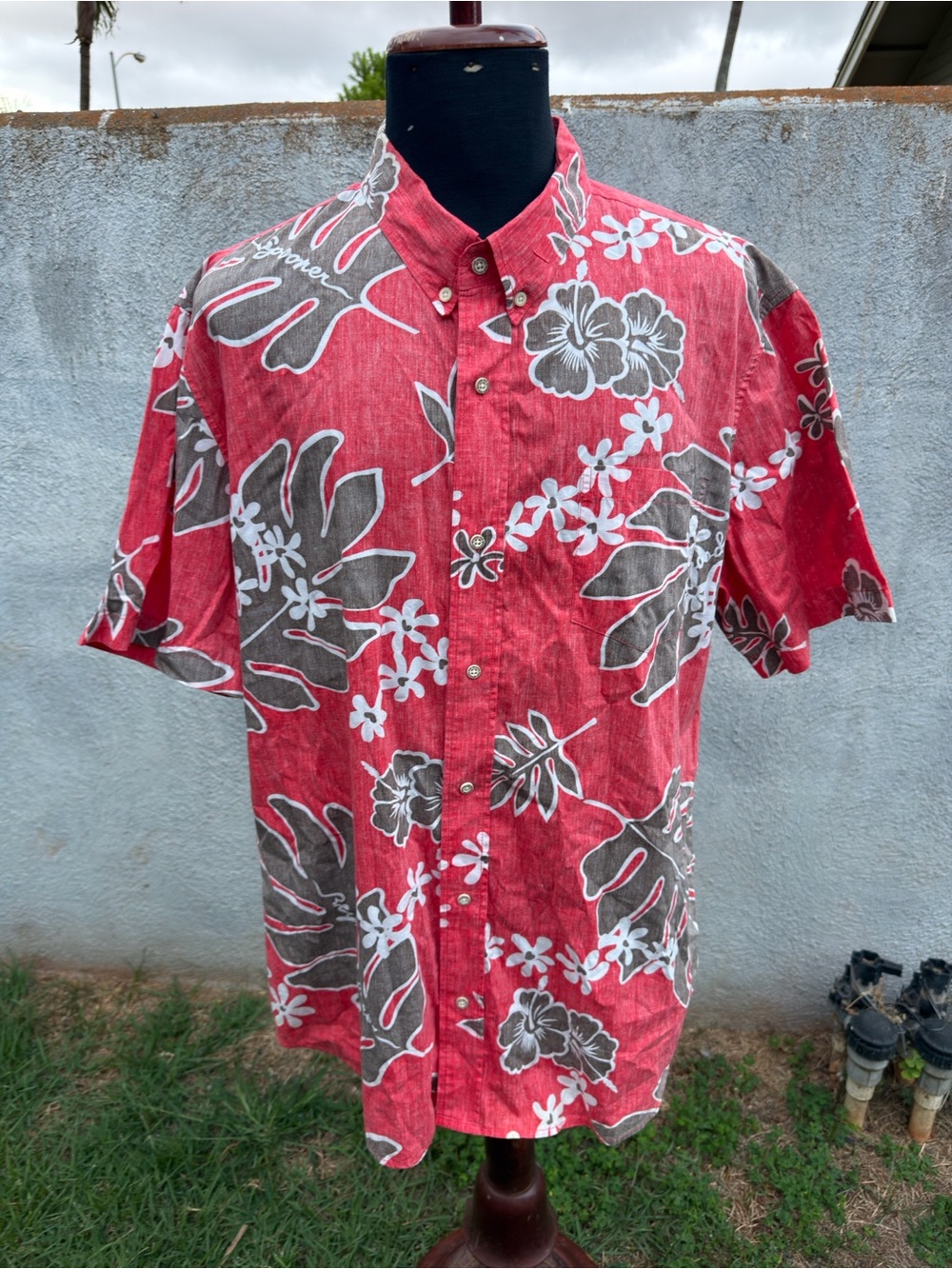 reyn spooner Red Floral Hawaiian Button-Down Shirt